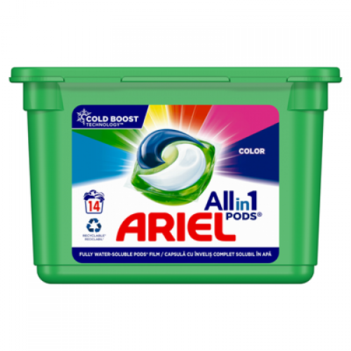 Detergent Capsule Ariel, 14 Spalari, All in One PODS Color