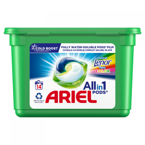 Detergent Capsule Ariel, 14 Spalari, All in One PODS Touch of Lenor