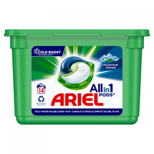 Detergent Capsule Ariel, 14 Spalari, All in One PODS Mountain Spring