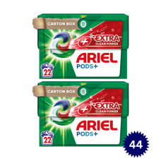 Detergent Capsule Ariel - Pachet 44 Spalari, All in One PODS Extra Clean (2 x 22 buc)
