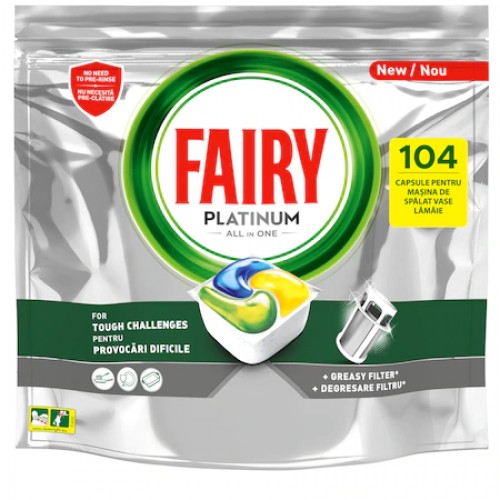 Detergent capsule Fairy Platinum, 104 buc, pentru masina de spalat vase