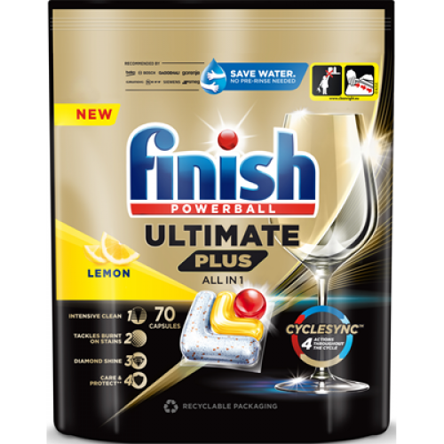 Detergent capsule Finish Ultimate Plus Lemon - 70 Buc, tablete pentru masina de spalat vase