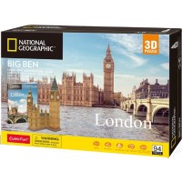 Puzzle 3D CubicFun: Londra - Big Ben, 94 de piese si brosura National Geographic
