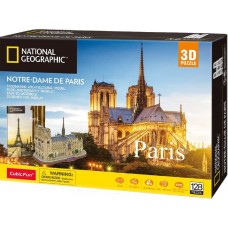 Puzzle 3D CubicFun: Paris - Catedrala Notre Dame, 128 de piese si brosura National Geographic