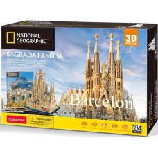 Puzzle 3D CubicFun: Barcelona - Sagrada Familia, 184 de piese si brosura National Geographic