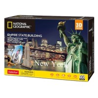Puzzle 3D CubicFun: New York - Empire State Building, 66 de piese si brosura National Geographic