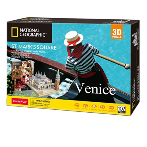 Puzzle 3D CubicFun: Venetia - Piata San Marco, 107 de piese si brosura National Geographic